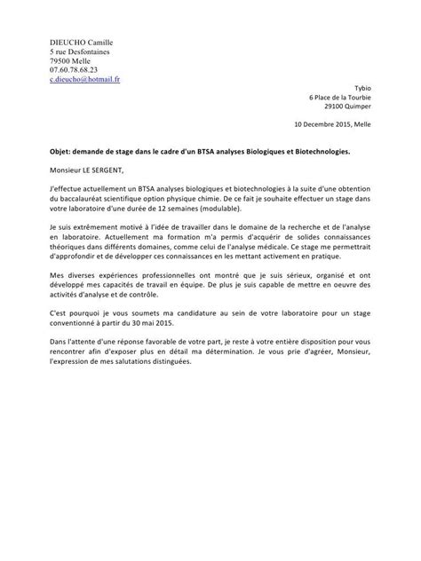 Lettre De Motivation Stage Laboratoire De Recherche Lettre Modele