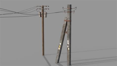 3D Model Utility Poles Collection VR AR Low Poly CGTrader