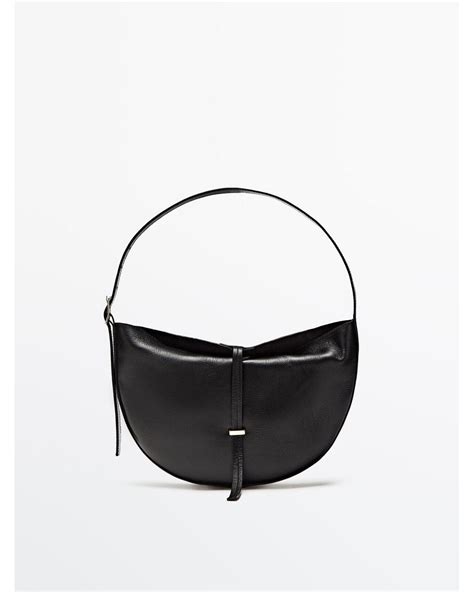 Massimo Dutti Nappa Leather Mini Shoulder Bag In Black Lyst