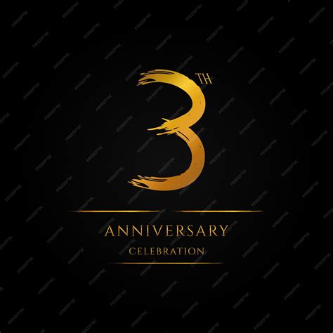 Premium Vector Hand Drawn Gold Color Grunge Texture Number 3 Logo Design For 3th Anniversary