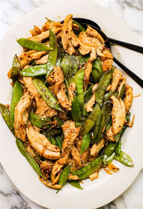 Easy Sesame Chicken And Snow Pea Stir Fry The Defined Dish Asian