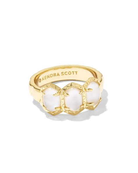 Daphne Gold Band Ring In Ivory Mother Of Pearl Kendra Scott