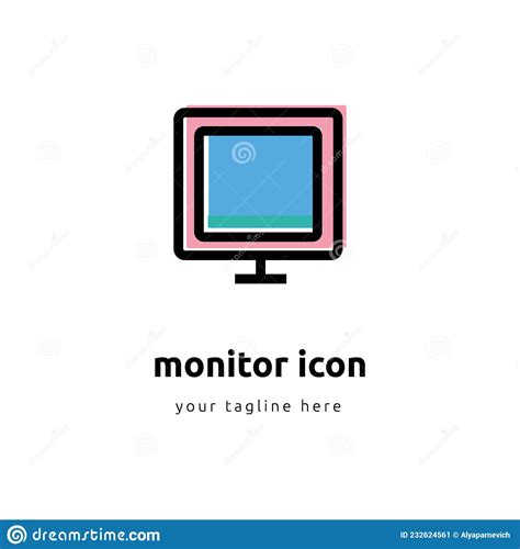 Computer Monitor Icon Flat Pc Symbol Vector Illustration Eps