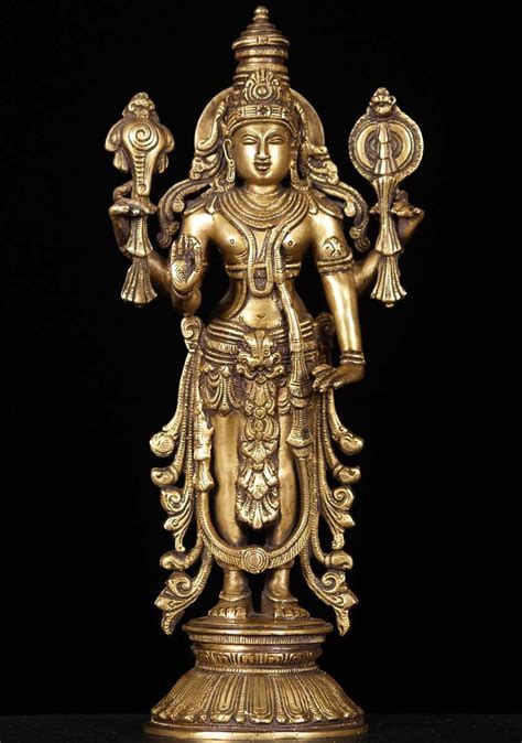 Sold Brass Standing Vishnu Statue 13 61bs44 Hindu Gods And Buddha