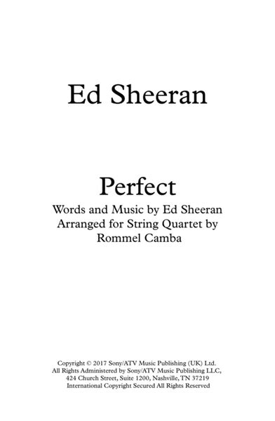 Perfect By Ed Sheeran String Quartet Digital Sheet Music Sheet