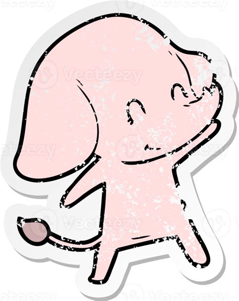 Pegatina Angustiada De Un Lindo Elefante De Dibujos Animados 45277820 Png