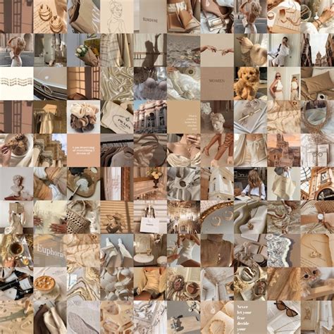 Beige Wall Collage Kit Nude Aesthetic Collage For Dorm Or Etsy