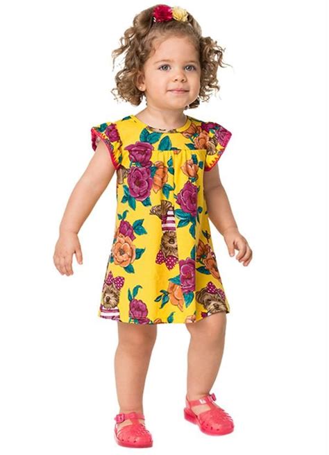 Kyly Vestido Infantil Amarelo Vestidos Vestido Infantil Ideias