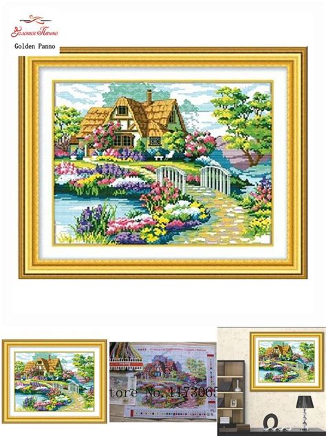 Visit To Buy Golden Panno Needlework Embroidery Diy Landscape