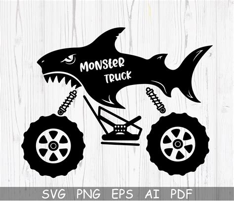 Monster Truck Svg Shark Svg Monster Truck Svg Files Monster Etsy