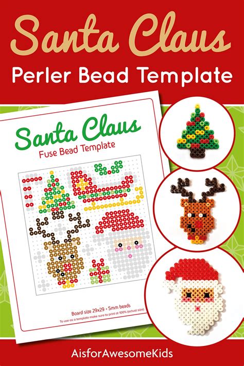 Christmas Fuse Bead Template Santa Claus Craft Pattern Hama Perler