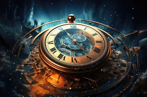 Premium Ai Image Time Concept With Vintage Clock And Space Background