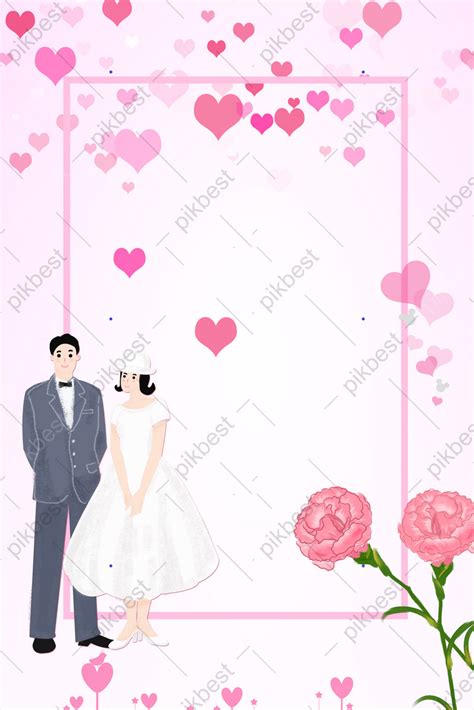 Pink Love Flower Couple Wedding Invitation Background Backgrounds Psd