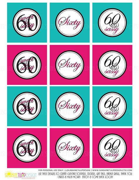 Printable Th Birthday Cupcake Toppers Sweet And Sassy Etsy