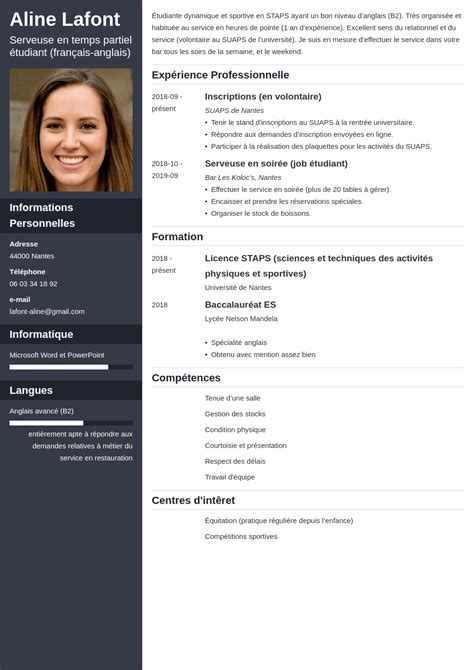 Comment Mettre Serveuse Dans Un Cv Mod Les Lettres