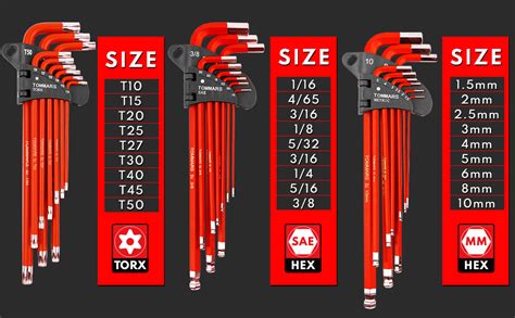 TOMMARS Hex Key Set Magnetic Ball End S2 Steel With T Handle Hex Key