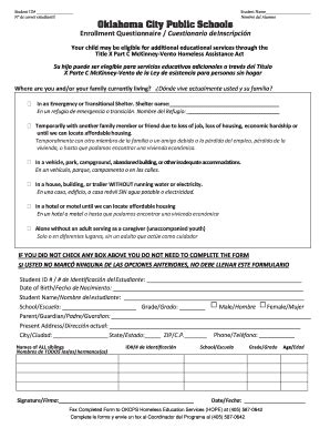 Fillable Online Oklahoma City Public Schools Enrollment Questionnaire ... Fax Email Print ...