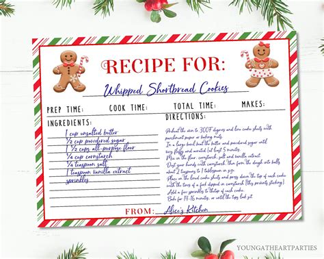 Editable Christmas Cookie Recipe Card Holiday Recipe Card Etsy