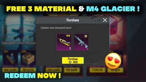 FREE Direct 3 Material FREE M416 Glacier In Bgmi How To Get