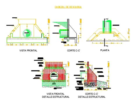 Diseno Alcantarilla Cabezal De Entrada Y Salida En Autocad Librer A Cad