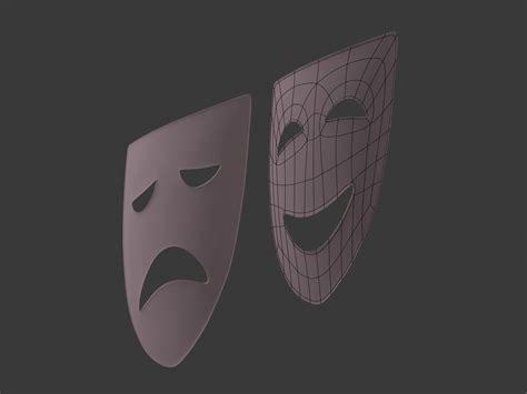 Theater Mask Happy Sad Face - 3D Model by Ocstard