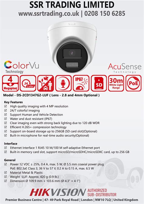 Hikvision Mp Colorvu Poe Camera Ds Cd G Luf