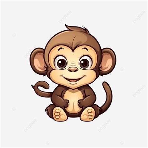 Cute Monkey In Cartoon Style Isolated Monkey Mascot On White Background