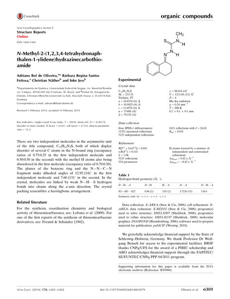 Pdf N Methyl Tetrahydronaphthalen Ylidene