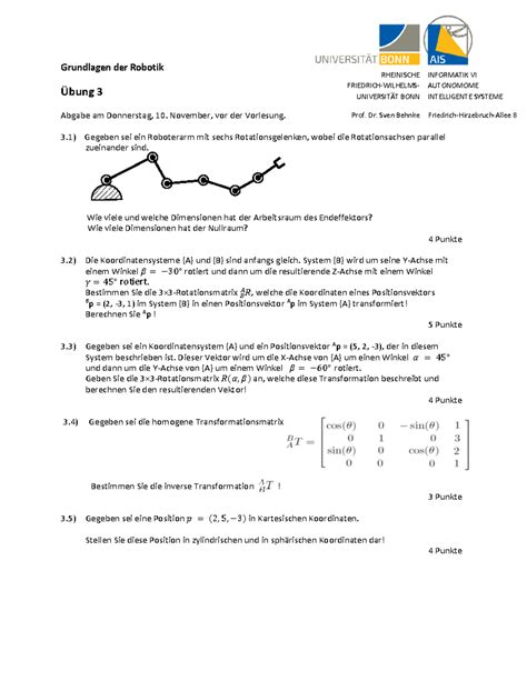 Bungsblatt Grundlagen Der Robotik Grundlagen Der Robotik Bung