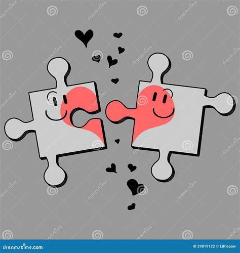 Two Pieces Of Puzzle Romantic Illustration Stock Vector Image 29819122