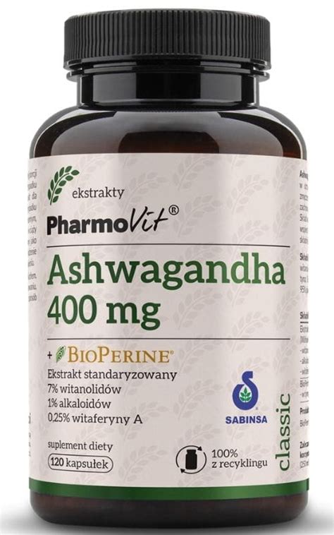 Ashwagandha 400 Mg Bioperine 120 Kaps Pharmovit Classic Skład