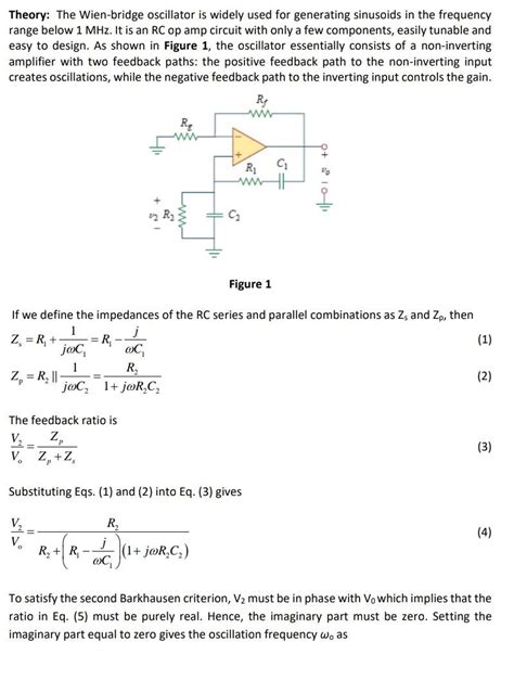 Solved Theory The Wien Bridge Oscillator Is Widely Used For Chegg