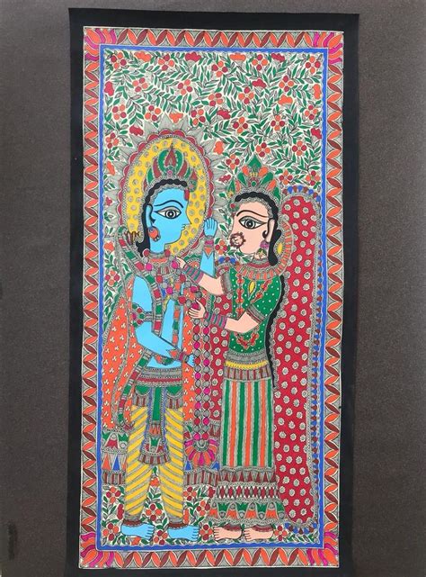 Ram And Sita Wed Madhubani Painting Heart For Art Online Buddha