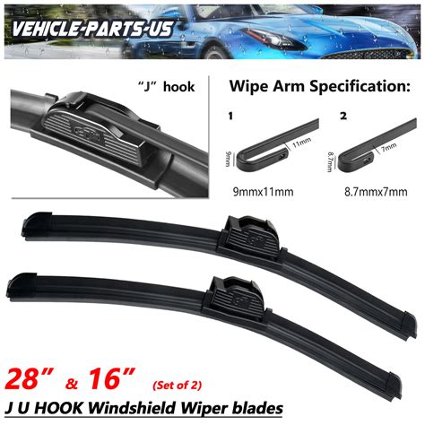 Erasior 28 16 Windshield Wiper Blades J HOOK Fit For Nissan Maxima