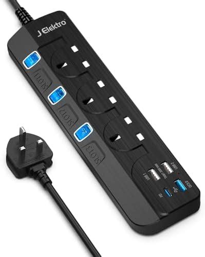 Extension Lead With Usb Slots Surge Protection Power Strip Way Plug