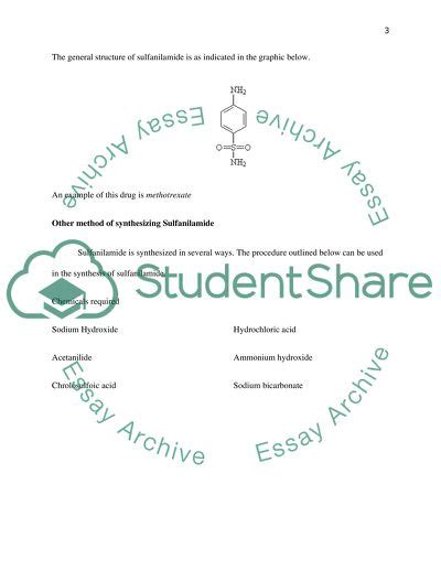 The Synthesis of Sulfanilamide Lab Report Example | Topics and Well ...