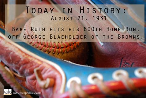 A Baseball Glove And Ball With The Words Today In History August