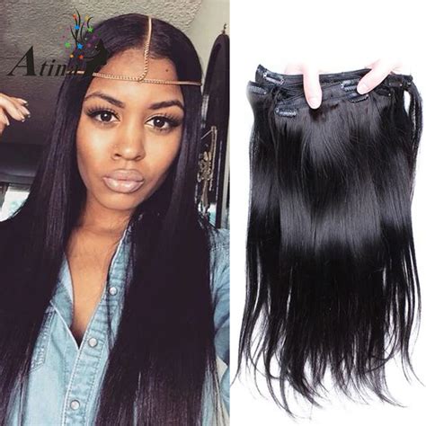 Straight Clip In Human Hair Extension Remy Brazilian Virgin Hair Clip