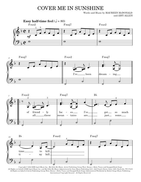 Play Official Version Of Cover Me In Sunshine Sheet Music By P Nk For Piano