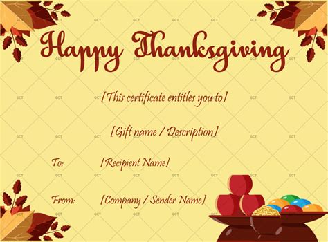 Thanksgiving T Certificates Printable Free