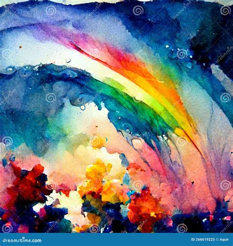 Watercolor Rainbow Splash Abstract Rainbow Coloured Watercolor