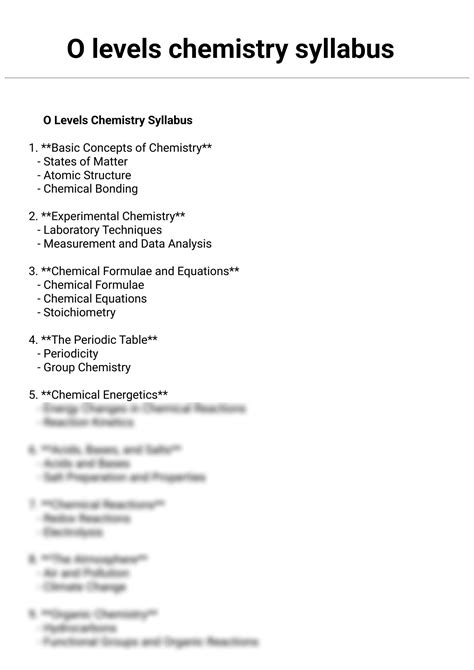 Solution O Levels Chemistry Syllabus Studypool