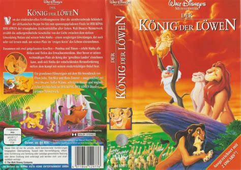 DISNEY MEISTERWERK KÖNIG der Löwen VHS Kassette mit Hologramm 3 38