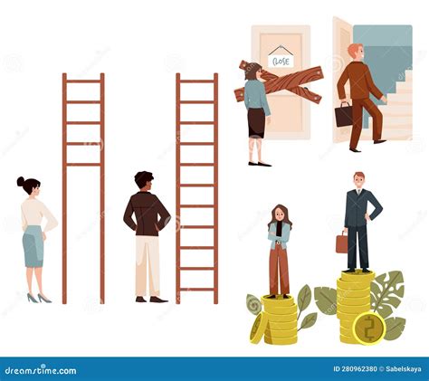 Gender Gap And Social Inequality Abstract Drawing Flat Vector