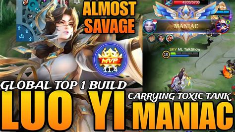 Luo Yi Maniac Gameplay Carrying Toxic Tank Global Top 1 Build One