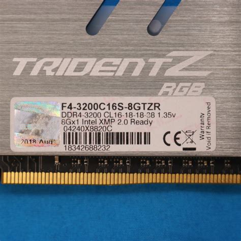 Single Stick G Skill Trident Z RGB 8GB DDR4 3200MHz CL16 Desktop RAM