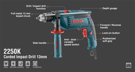 Mm Keyed Impact Drill Kit W Ronix Tools