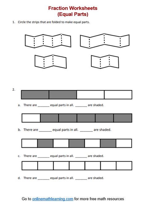 Equal Parts Worksheets Answers Printable Online Grade 3