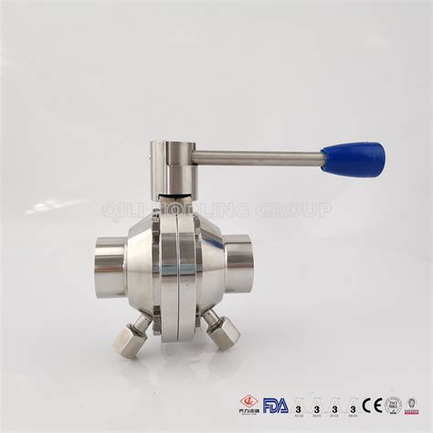 Sanitary Ss304 Ss316l Weld Thread Clamp Ends Butterfly Type Ball Valve With Pull Handle For Cip