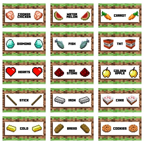 Printable Minecraft Party Food